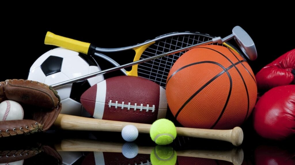 Ilustrasi berbagai fakta unik dan trivia olahraga dunia seperti sepak bola, basket, dan atletik